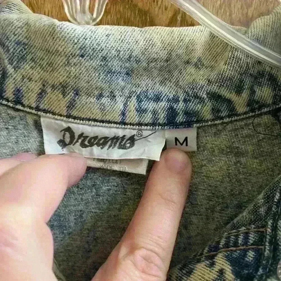 Vintage Dreams Acid Wash Long Denim Maxi Dress With Elastic Waist & Buttons Sz M - Picture 4 of 12